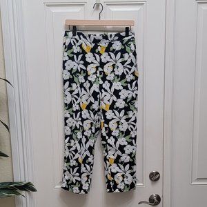 Cynthia Rowley Navy Floral Capri Pants Women's 6
